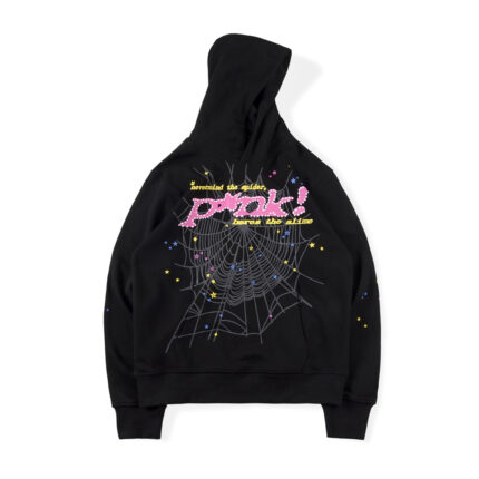 Sp5der PINK Hoodie Black